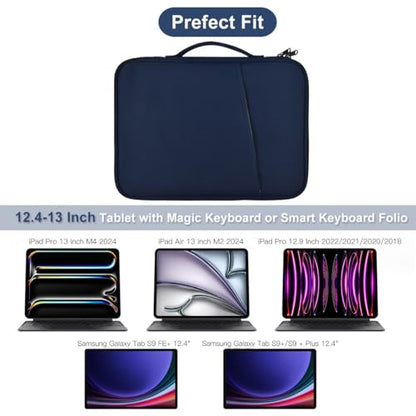 12.9 Inch Tablet Carrying Bag for Samsung Galaxy Tab S9+ Plus/S8+/S7+ Plus/S7 FE 12.4" & 13 inch iPad Pro M5 M4, iPad Air M4 M3 M2 2026-2024, Surface Pro 11 Snapdragon,10,9,8,X,7+,7,6 Sleeve Case-Blue - color: Blue, size: 12.9 Inch