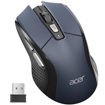 Acer Wireless Mouse for Laptop, 2.4GHz Computer Mouse 5 Adjustable 4000 DPI | Office Cordless USB Mice with USBA Receiver, 6 Buttons, Medium to Large Sized Hands Compatible with PC, Laptop, Desktop