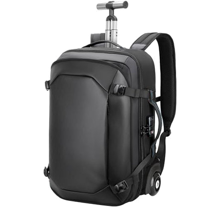 Rolling Laptop Backpack, Carry on Backpack with Wheels, Water Resistant Carry on Suitcase with 2 Packing Cubes, TSA Large Travel Wheeled Backpack for Men to Airline Work Business, Black - color: Black-518