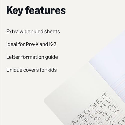 Amazon Basics Primary Composition Notebook, 9.75" x 7.5", 100 Sheets, Multiple Colors, 3-Pack