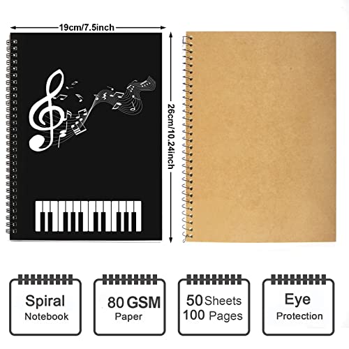 MAXCURY Blank Sheet Music Composition Manuscript Staff Paper Art Music Notebook Black 100 Pages 26x19cm - color: Piano Note