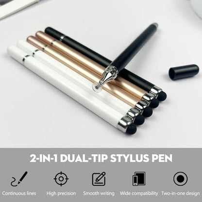 6-Pack 2-in-1 Stylus Pens for Touchscreen Devices – High-Precision, No-Charge Stylus for iPad, iPhone, Samsung & Android Tablets (3 Colors)