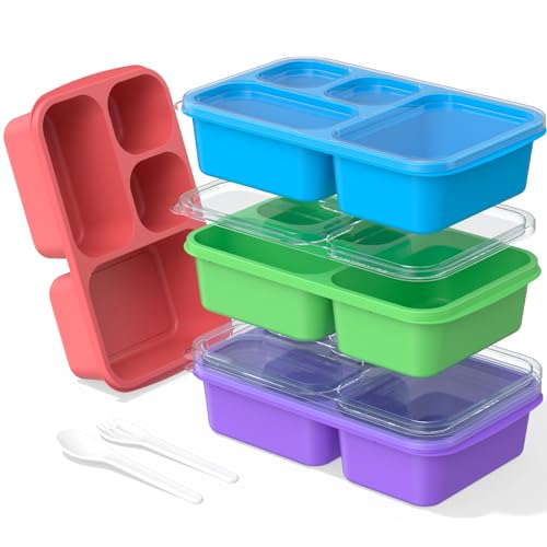 Bento Lunch Box - 4 Pack, 4-Compartment Meal Prep Containers, Adult Lunch Box, Microwave & Dishwasher Safe (Dark-PP(B/P/G/P)) - color: Dark-PP(B/P/G/P)