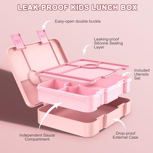 Scothen Backpack for Girls with Bento Lunch Box Set, School Bag Bookbag for Teens Girls Kids Student, 43oz Lunch Containers Lunchbox, Insulated Lunch Bag & Pencial Case, Back to School Gifts - color: Pink