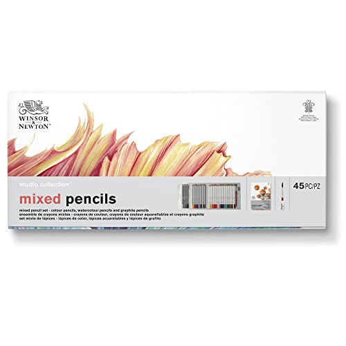Winsor & Newton Studio Collection 아티스트 연필, 혼합 필통 세트, 45피스 - style: 45피스 혼합 연필 세트