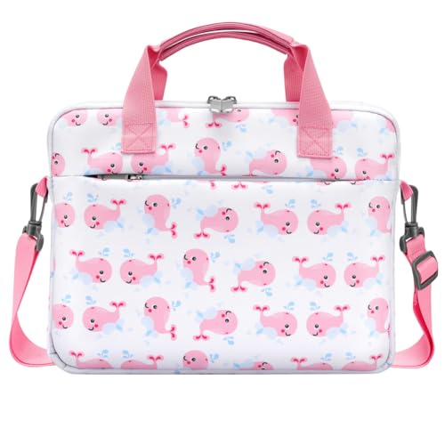 Dadanism Tablet Bag for Kids, 12.5 Inch Portable Tablet Sleeve Carrying Case with Handle & Shoulder Strap, Fits All-new Fire HD 10 Kids (Pro) 13th/11th Gen 2023/2021, Pink Whale - color: Pink Whale, size: 12.5 inch