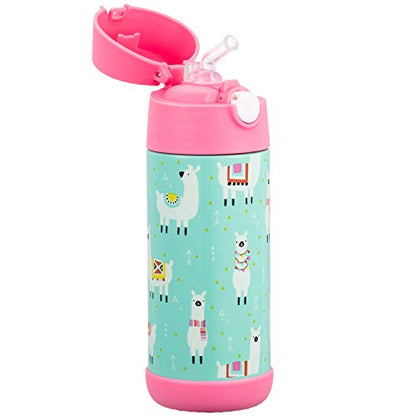 Snug Insulated Kids Water Bottle with Straw & Spout – Double-Wall Stainless Steel, Leakproof, Easy-Flip Lid – For School, Travel, Toddlers & Big Kids - Llamas, 12oz - color: Llamas, size: 11.8 Ounces