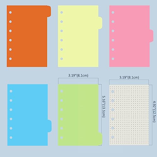 Harphia A7 6-Hole Binder Refill Value Set, 90-Sheet Dotted Loose Leaf Paper with Stickers and Dividers, Planner Inserts with Binder Pockets - color: Dot Paper Set, size: A7