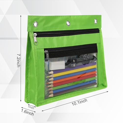 YoeeJob 18 Pack 1 Inch Expandable Zipper Pencil Pouches with Clear Window for 3 Ring Binder, Suitable for School & Office（Colourful） - color: Colourful