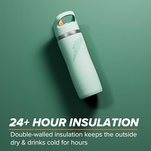 Gatorade 'Overtime' 22oz Stainless Steel Water Bottle, Straw Cap, Sage - color: Sage, size: 22 Ounces, style: Straw Cap