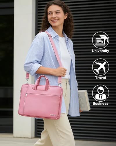 Ferkurn Laptop Case Bag Women Men Computer Sleeve with Shoulder Compatible with HP/Inspiron/Thinkpad/Vivobook/MSI/Surface, 17.3 inch, Pink - color: Blush Pink, size: 17.3 inch