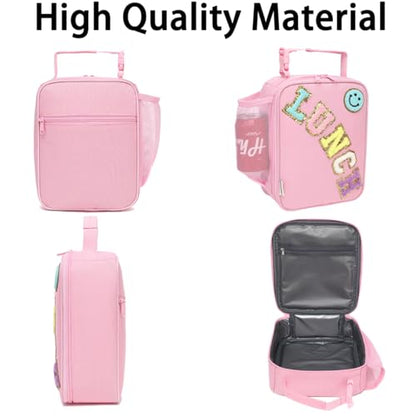 GYEUKHAM Insulated Lunch Bag for Women Girl Teen large Insulated Kid Lunch Bag,Large Reusable Cute Cooler Bag for School Work Picnic,Pink Alphabet - color: Pink Alphabet