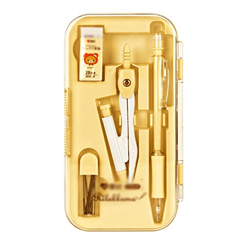 Math Geometry Kit Set Geometry Set Drawing Compass 0.7mm Mechanical Pencil Eraser Protractor Rulers Drafting Compass 8 Piece Set for Student Professional Precision Compass (Color : Grey) - color: Grey