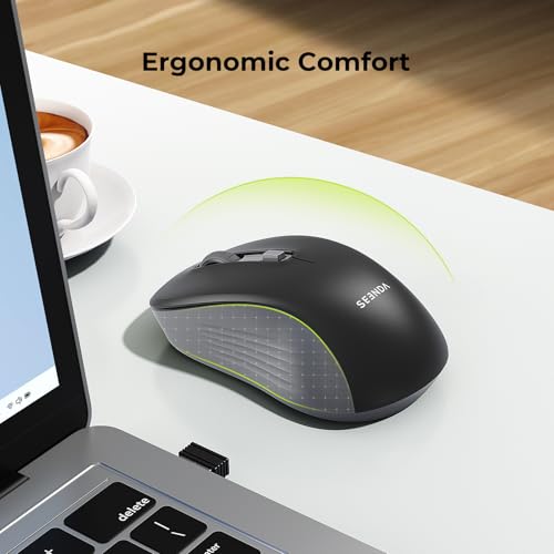seenda Bluetooth Wireless Mouse, Bluetooth & 2.4G USB Dual Mode, Quiet Clicks, 1600 DPI Smooth Tracking, Ergonomic Design, 24-Months Battery Life, Portable Mouse for Laptop/Mac/Ipad/PC/Tablet-Black - color: Black