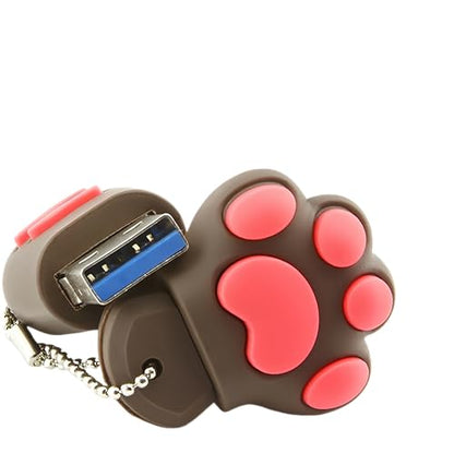 128GB USB 3.0 Flash Drive Cartoon Novelty Lovely Cat Paw Memory Stick Silicone Rubber Ainmal Pendrive Brown, 128GB-catpaw-brown3.0 - color: Catpaw-brown, size: 128GB 3.0