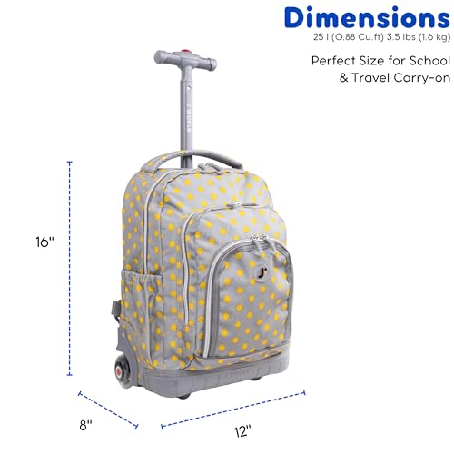 J World Lollipop Kids Rolling Backpack & Lunch Bag Set for Elementary School. Carry-On Suitcase with Wheels, Candy Buttons - color: Candy Buttons