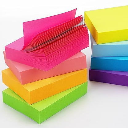 Winner Aura Sticky Notes 1.5x2 inch Bright Colors Self-Stick Pads 8 Pads/Pack 100 Sheets/Pad Total 800 Sheets