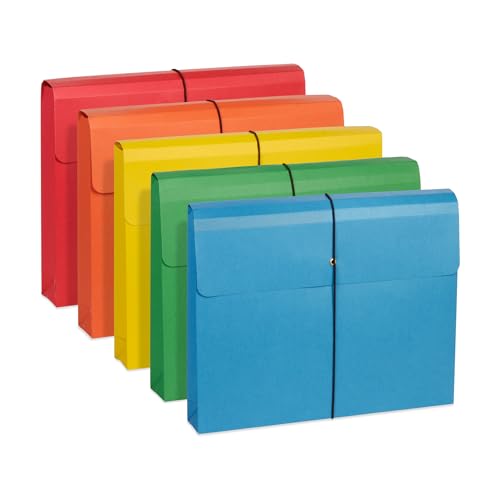 Blue Summit Accordion File Wallet with Flap and Cord Closure, Letter Size, 2” Expansion, Assorted Colors – 10 Pack
