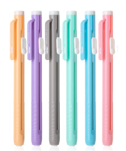 Mr. Pen- Retractable Mechanical Eraser Pens, 6 Pack, Pastel Colors | Latex-Free Precision Pencil Erasers for Artists, Students, Drawing, Sketching & Drafting - color: Pastel, size: Pack of 6
