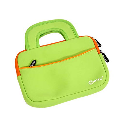 Contixo 7" Tablet Sleeve Bag - Compatible with Contixo V8/V9 Kids Tablets - Shockproof & Water-Resistant Protective Case with Accessory Pocket - Green - color: Green