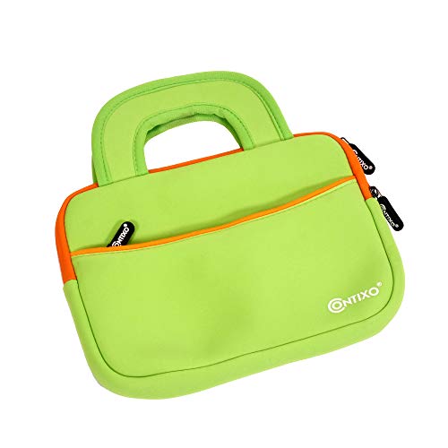 Contixo 10" Tablet Sleeve Bag - Compatible with Contixo K102 & K103 10-Inch Kids Tablets, Shockproof & Water-Resistant Protective Carrying Case with Accessory Pocket (Green) - color: Green