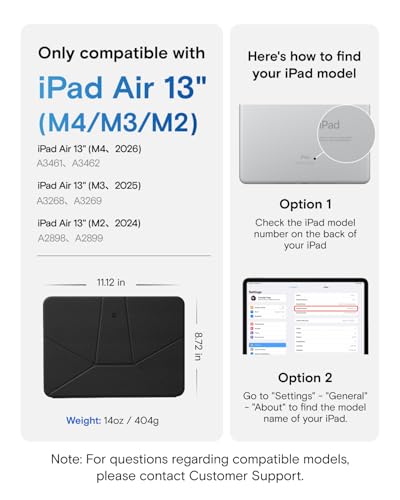 MOFT Dynamic Folio Case for iPad Air 13-inch (M4 2026 / M3 2025 / M2 2024),Slim Magnetic Stand Case with 20+ Viewing Angles, Auto Wake/Sleep,Ultra Thin, Jet Black - color: Jet Black, size: iPad Air 13"(M4 2026/M3 2025/M2 2024)