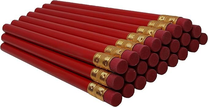 RevMark Jumbo Round Pencil 24-Pack with Black Lead, USA Made. Quality Cedar Wood for Carpenters, Construction Workers, Woodworkers, Framers, DIY, Students, Teachers (Red) - color: Red