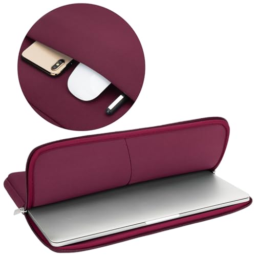 RAINYEAR 13 Inch Laptop Sleeve Compatible with 13.3" MacBook Air/Pro M1 M2 M3 M4 M5 A3449 A3240 A3113 A2681 A2338 Case Cover Bag with Front Pocket Accessories Pouch (Red) - color: Red, size: 13"