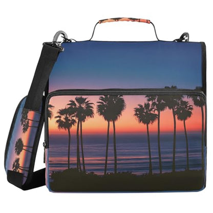 3 Ring Zipper Binder Summer Beach Sunset Seaside Binders Bag with Shoulder Strap 500 Sheets Paper Organizer Trapper Keeper Documents Storage File Folder for School Office - color: A1130