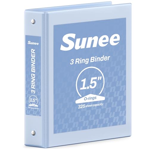 SUNEE 3 Ring Binder 1.5 Inch 1 Pack, Clear View Binder Three Ring PVC-Free (Fit 8.5x11 Inches) for School or Office Supplies, Haze Blue - color: Haze Blue, size: 1.5 Inch