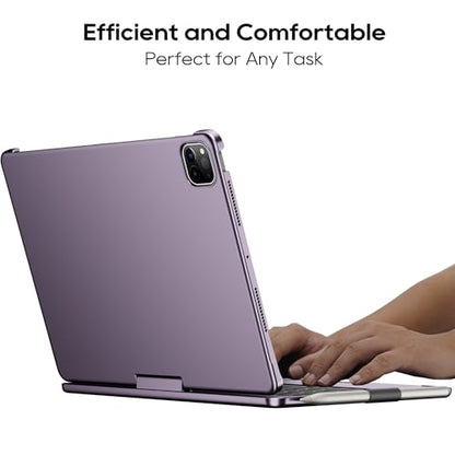 edaiser Swivel Keyboard Case for iPad 11th (A16) & 10th Generation, Purple | 360 Degree Rotatable Protective Cover | Pencil Holder | Multi-Touch Trackpad | RGB Backlit | Flexible Adjustable View Angle - color: Metallic Purple, size: iPad 10th/11th (a16)