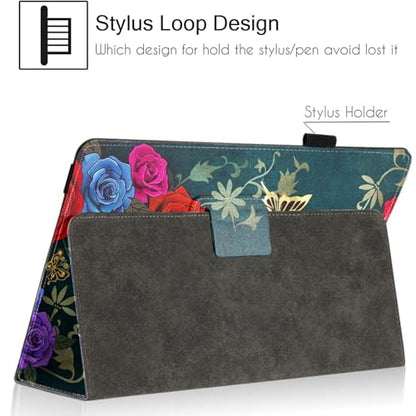 Universal 10 10.1 Inch Android Tablet Case,Slim Folding Stand Cover for All 9"-10.5" Touchscreen Tablet Case with Stylus Pen Holder,Butterfly Flower - color: Butterfly Flower