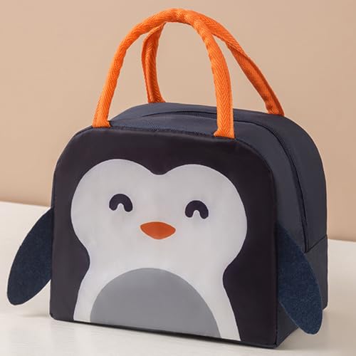 Lunch Bags Tote Cooler Bag Insulated Reusable Lunch Tote Bags Cartoon Portable Lunch Box Bag for Work Office Picnic Beach (Navy Blue Penguin) - color: Navy Blue Penguin