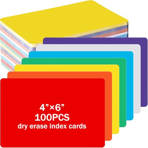 Harloon 100 Pcs Dry Erase Index Cards 4 x 6 Inch Laminated Reusable Dry Erase Note Cards Sheets for Office Home Housework to Do List(Colorful) - color: Colorful, size: 4 x 6 Inch