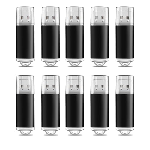 10 Pack 4GB Black Plastic USB 2.0 Thumb Drives, Mini Size with LED Indicator, Durable Bulk Flash Drives for School, Office, Gifts - color: 10 Pack Plastic USB Black, size: 4GB