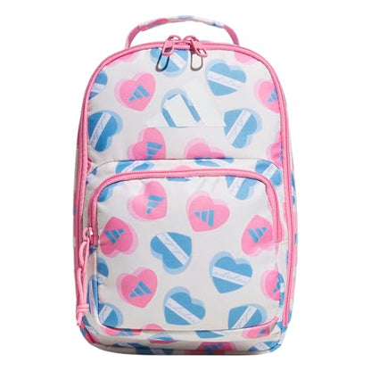 adidas Kids Santiago Lunch Bag for Girls & Boys – Insulated Cooler Lunchbox, 8L - color: 4.0/Adi Heart Melange Chalk White/ Bliss Pink