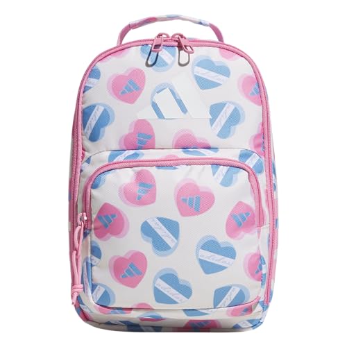adidas Kids Santiago Lunch Bag for Girls & Boys – Insulated Cooler Lunchbox, 8L - color: 4.0/Adi Heart Melange Chalk White/ Bliss Pink
