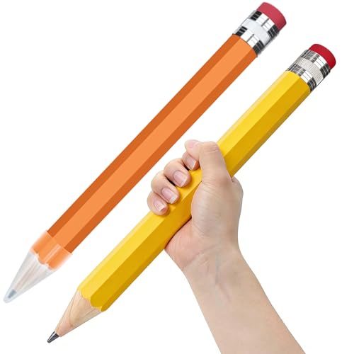 Giant Pencil, 14 Inch Big Jumbo Pencils, Funny Oversized Huge Comically Large Pencil with Cap for Prop/Gifts/Decor(Yellow/Orange) - color: Yellow/Orange