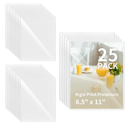 souG 25 Pack 8.5" x 11" Rigid Print Protectors, Clear Waterproof Hard Plastics Page Sheet Protectors, Paper Sleeves Photo Plastic Sleeves Hard Plastic Document Holder Birth Certificate Protector - size: 8.5" x 11"(25Pc)