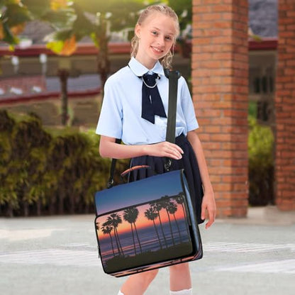 3 Ring Zipper Binder Summer Beach Sunset Seaside Binders Bag with Shoulder Strap 500 Sheets Paper Organizer Trapper Keeper Documents Storage File Folder for School Office - color: A1130