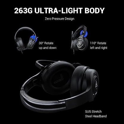 EKSA Headset with Microphone for PC, Computer Headphones with Noise Cancelling Microphone, Over-Ear All Day Comfortable, Immersive Sound 3.5mm Wired Gaming Headset for Laptop/Xbox/Switch/PS4/PS5 - color: Black