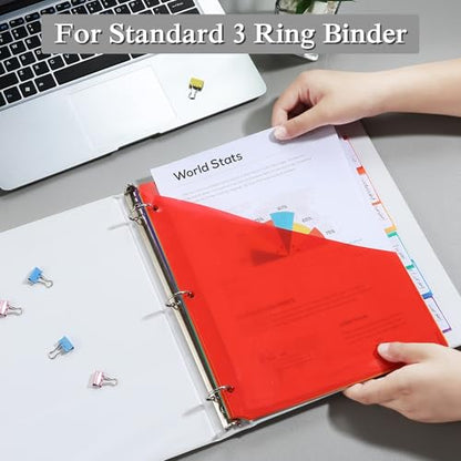 SEEKIND 12PCS 3 Ring Binder Dividers with Tabs,Binder Divider with Pockets,Dividers for 3 Ring Binder Organizer, Multicolor (12)