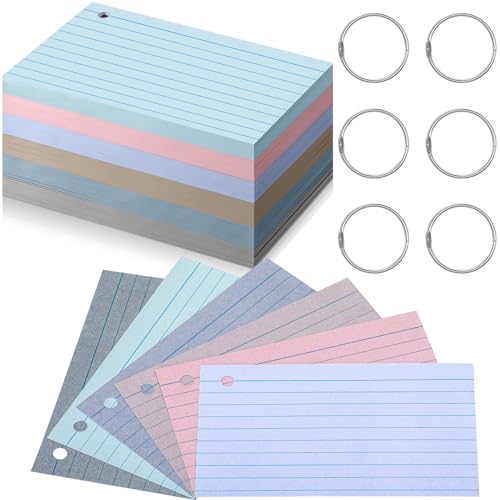 Epakh 300 Pieces Lined Index Cards 180 GSM Thick Flash Cards with Rings Notecards Punched Back to School for Studying Adults Home College Office(3 x 5 Inch,Vintage Color) - color: Vintage Color, size: 3 x 5 Inch