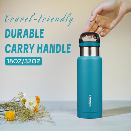 BJPKPK Insulated Water Bottle 18OZ Stainless Steel Water Bottle with Handle Double Walls Vacuum Insulated BPA Free Flask, Laguna - color: Laguna, size: 18 Ounces