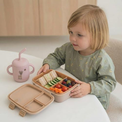 Kids Bento Explorer Lunch Box, 3 No-Mix Compartments, Microwave & Dishwasher Safe, Lightweight with Removable Tray, for Daycare, Preschool, School (Dark Brown Toffee) - color: Dark Brown Toffee