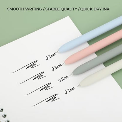 Ddaowanx Cute Cat Pens,4 Pcs 0.5mm Quick Dry Black Ink Gel Pens | Fine Point Smooth Writing Pens for Nurses and Teachers,Kawaii Office&School Supplies,Cat Lover Gifts for Women - color: 4 Pcs Morandi Cat-Black Ink
