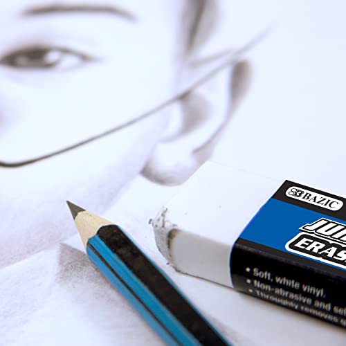 BAZIC Products Jumbo Block Erasers, Latex-Free, PVC-Free, 4 Count, 72-Case | latex-free and PVC-free, large jumbo block erasers, Clean erase, minimal crumbs, school, art, home - size: 72-Pack