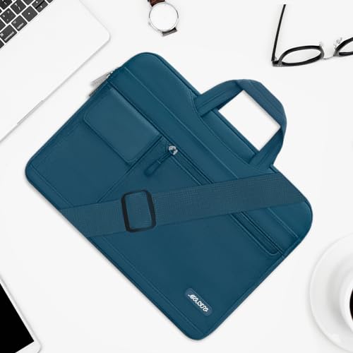MOSISO Laptop Shoulder Bag Polyester Flapover Briefcase Sleeve Case | Compatible with MacBook Air/Pro,13-13.3 inch Notebook,Compatible with MacBook Pro 14 inch M5 M4 M3 M2 M1 2026, Deep Teal - color: Deep Teal, size: 13.3 inch