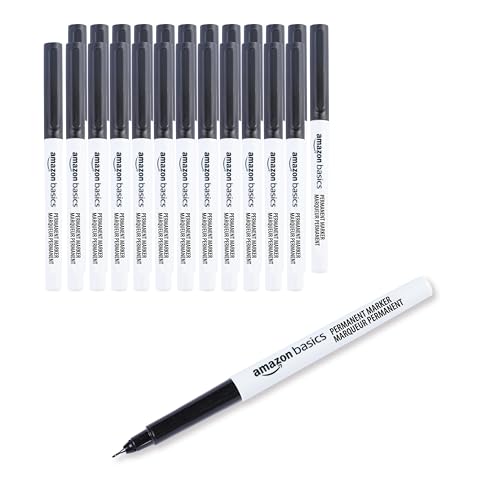 Amazon Basics Ultra Fine Point Permanent Markers for Drawing, Writing and Doodling, Quick Drying, Fade Resistant, Black, 24-Pack - color: Black, size: 24 Count (Pack of 1)