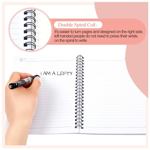 Lewtemi 6 Pack Small Left Handed Notebook 8"x5" Lefty Spiral Notebooks Wire Bound Mini Notebook 50 Sheets College Ruled Paper Journal(Colorful) - color: Colorful